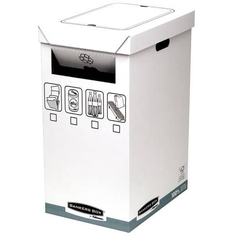 Cestino per rifiuti System in cartone certificato FSC - 55-90 L Fellowes blu e bianco - 0193201